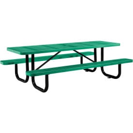 GoVets™ 8' Rectangular Picnic Table Perforated Metal Green 555GN694