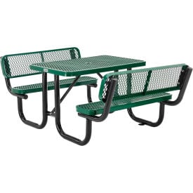 GoVets™ 4' Rectangular Picnic Table w/ Backrests Expanded Metal Green 620GN277