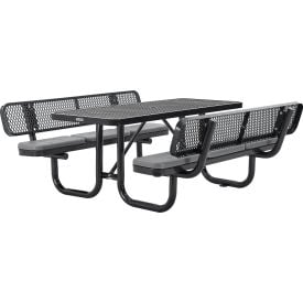 GoVets™ 6' Rectangular Picnic Table w/ Backrests & Cushions Expanded Metal Black 630BKS277