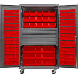 GoVets Configurable Mobile Drawer Cabinet48W x 24D x 85HGray4 Drawers174 Red Bins 655MRD708