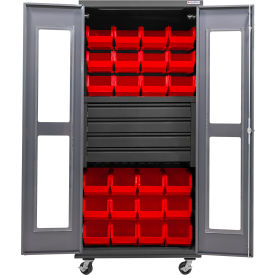GoVets Clear-View Configurable Mobile Bin Cabinet Gray 36