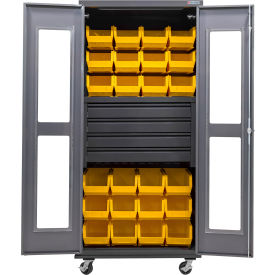 GoVets Clear-View Configurable Mobile Bin Cabinet Gray 36