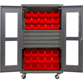 GoVets Clear-View Configurable Mobile Bin Cabinet Gray 48