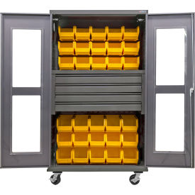GoVets Clear-View Configurable Mobile Bin Cabinet Gray 48