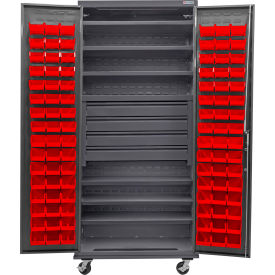 GoVets E-Lock Configurable Mobile Drawer/Bin Cabinet36x24x85Gray96 RD Bins6 Shelf 833MRD708