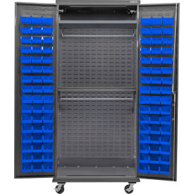 GoVets E-Lock Configurable Wardrobe Cabinet36Wx24Dx85HGray2 Shelf96 Blue Bins 915MBL708