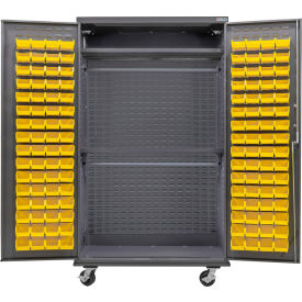 GoVets E-Lock Configurable Wardrobe Cabinet 48x24x85 Gray 2 Shelf 120 Yellow Bins 920MYL708
