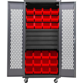 GoVets Configurable Ventilated Mobile Bin Cabinet36Wx24Dx85HGray4 Drawers24 RD Bins 942MRD708
