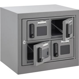 GoVets™ 2-Tier 4 Door Clear View Cell Phone Charging Locker Digital Lock Assembled 247413