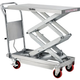 GoVets Stainless Steel Mobile Double Scissor Lift Table 35