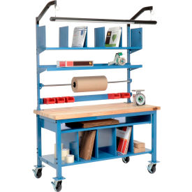 GoVets™ Complete Mobile Packing Workbench Butcher Block Square Edge 60