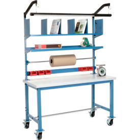 GoVets™ Mobile Packing Workbench W/Riser Kit Laminate Square Edge 72