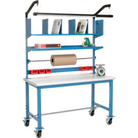GoVets™ Mobile Packing Workbench W/Riser Kit Laminate Safety Edge 60