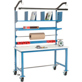 GoVets™ Mobile Packing Workbench W/Riser Kit ESD Square Edge 72
