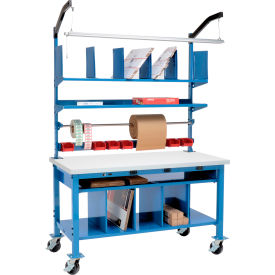GoVets™ Complete Mobile Packing Workbench W/Power Laminate Square Edge 60