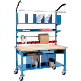 GoVets™ Complete Mobile Packing Workbench W/Power Maple Square Edge 60