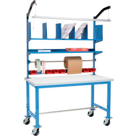 GoVets™ Mobile Packing Workbench W/Riser Kit Laminate Square Edge 60