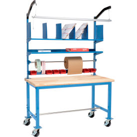 GoVets™ Mobile Packing Workbench W/Riser Kit Maple Safety Edge 72