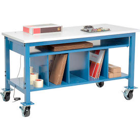 GoVets™ Mobile Packing Workbench W/Lower Shelf Kit ESD Square Edge 60