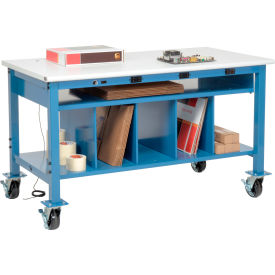 GoVets™ Mobile Packing Workbench W/Lower Shelf & Power ESD Safety Edge 60