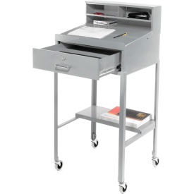 GoVets™ Mobile Shop Desk W/ Pigeonhole Riser Sloped Surface 23