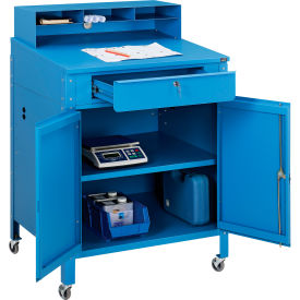 GoVets™ Mobile Cabinet Shop Desk w/ Pigeonhole Riser 34-1/2
