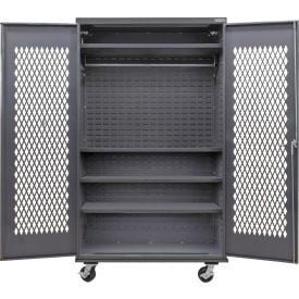 GoVets Configurable Ventilated Mobile Wardrobe Cabinet 48W x 24D x 85H Gray 4 Shelf 000M709