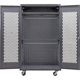 GoVets Configurable Ventilated Mobile Wardrobe Cabinet 48W x 24D x 85H Gray 2 Shelf 001M709