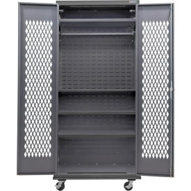 GoVets Configurable Ventilated Mobile Wardrobe Cabinet 36Wx24Dx85H Gray 4 Shelf 998M708
