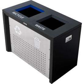 GoVets™ Two-Stream Recycling & Trash Station 72 Gallon Black 161615