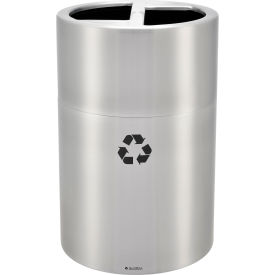 GoVets™ Round Multi-Stream Recycling Can 45 Gallon Total Satin Aluminum 603641
