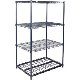 Nexel® 4 Shelf Nexelon® Blue Wire Shelving Unit Starter 1 HD Shelf 24