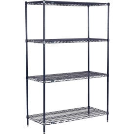 Nexel® 4 Shelf Nexelon® Blue Wire Shelving Unit Starter 72