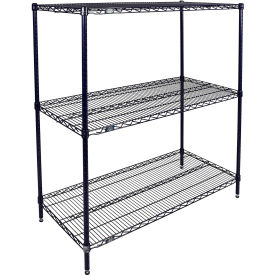 Nexel® 3 Shelf Nexelon® Blue Wire Shelving Unit Starter 54