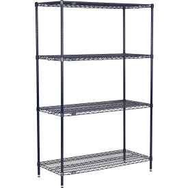 Nexel® 4 Shelf Nexelon® Blue Wire Shelving Unit Starter 54