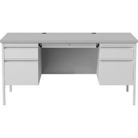 Interion® Steel Teacher's Desk Double Pedestal 5 Drawers 60