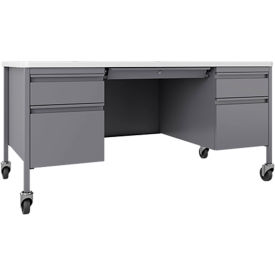 Interion® Mobile Teacher's Desk 5 Drawers 60