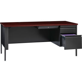Interion® Steel Desk Single Right Pedestal 3 Drawers 66