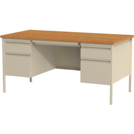 Interion® Steel Teacher's Desk Double Pedestal 5 Drawers 60