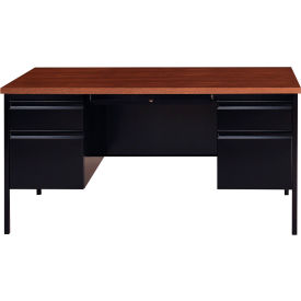 Interion® Steel Desk Double Pedestal 5 Drawers 60