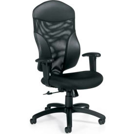 Global™ Mesh Back Office Chair - Fabric - High Back - Black - Tye Series 0-4-550/JN02+195