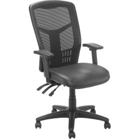 Interion® Mesh Office Chair With High Back & Adjustable Arms Leather Black 051249
