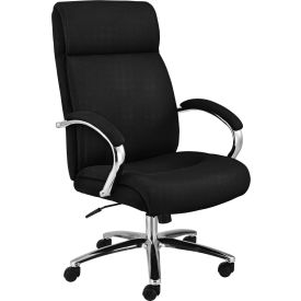 Interion® Office Chair With Lumbar Support High Back & Fixed Arms Fabric Black 616695