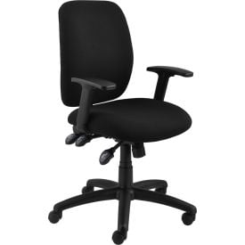 Interion® Office Chair With Mid Back & Adjustable Arms Fabric Black 619695