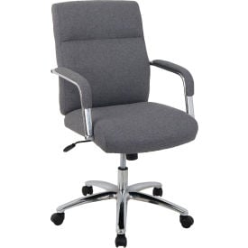 Interion® Office Chair With High Back & Fixed Arms Fabric Gray 622GY695