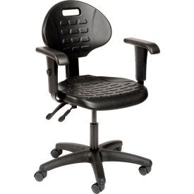 Interion® Polyurethane Task Chair with Adjustable Arms Black 628A250