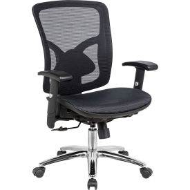 Interion® Mesh Back Task Chair w/ Fabric Seat Black w/ Chrome Frame 942BK695