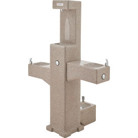 GoVets™ Outdoor Bottle Filler w/Bi-Level Fountain & Pet Station Rotocast Granite 605603