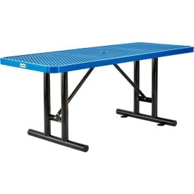 GoVets™ 6' Rectangular Steel Outdoor Table Expanded Metal Blue 560BL277