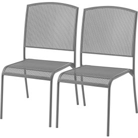 GoVets™ Outdoor Caf Armless Stacking Chair Steel Mesh Gray 2 Pack 085GY262